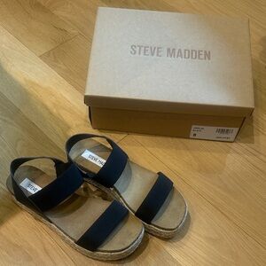 Steve Madden Navy and Tan Espadrille Sandals